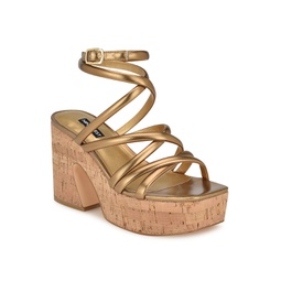 Womens Corke Strappy Square Toe Wedge Sandals