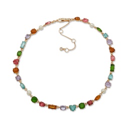 Gold-Tone Multicolor Stone Collar Necklace 16 + 3 extender