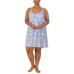 Plus Size Floral Double-Strap Nightgown
