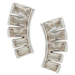 Silver-Tone Baguette Cubic Zirconia Drop Earrings