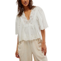 Womens Costa Eyelet Embroidered Cotton Top