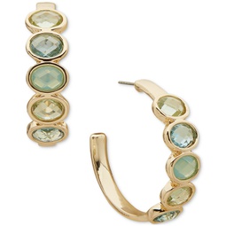 Gold-Tone Medium Stone C-Hoop Earrings 1.3