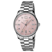 Womens Swiss G-Timeless Diamond (1/8. ct. t.w.) Stainless Steel Bracelet Watch 29mm