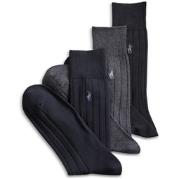 3-Pack Cotton Rib Extended Size Casual Mens Socks