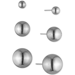 3-Pc. Set Metal Ball Stud Earrings