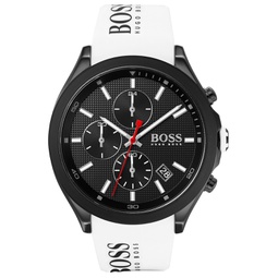 BOSS Mens Chronograph Velocity White Silicone Strap Watch 45mm