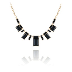 Womens Jet and Gold-Tone Statement Necklace
