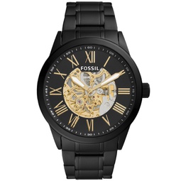 Mens Flynn Automatic Black Stainless Steel Watch 48mm