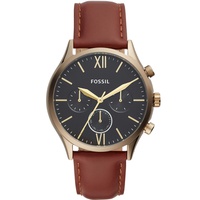 Mens Fenmore Multifunction Brown Leather Watch 44mm