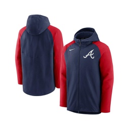 Mens Navy and Red Atlanta Braves Authentic Collection Full-Zip Hoodie Performance Jacket