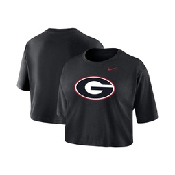 Womens Black Georgia Bulldogs Cropped Performance T-shirt