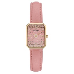 Womens Pink Polyurethane Leather Strap with Stitching Watch 22X28mm
