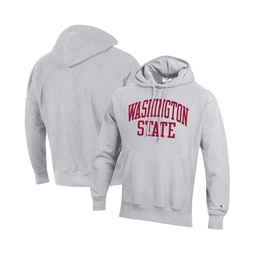 Mens Heathered Gray Washington State Cougars Team Arch Reverse Weave Pullover Hoodie