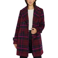 Womens Double-Breasted Plaid Coat