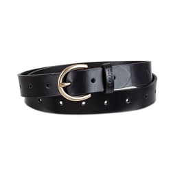 Womens Slim Adjustable Perforated Leather Belt