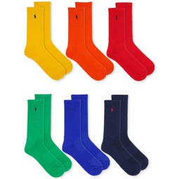 Mens 6-Pk. Performance Colorful Crew Socks