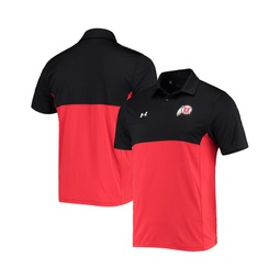 Mens Black Red Utah Utes 2022 Blocked Coaches Performance Polo Shirt