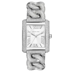 Womens Emery Three-Hand Silver-Tone Stainless Steel Pave Bracelet Watch 40mm