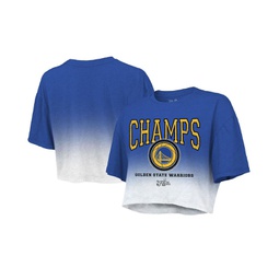 Womens Threads Royal Golden State Warriors 2022 NBA Finals Champions Dip Dye Boxy Crop T-shirt
