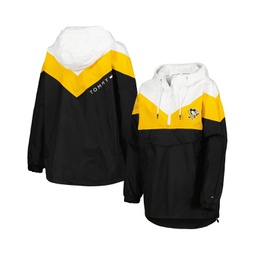 Womens Black Gold Pittsburgh Penguins Staci Half-Zip Windbreaker Jacket