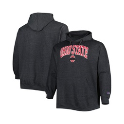 Mens Heather Charcoal Ohio State Buckeyes Big and Tall Arch Over Logo Powerblend Pullover Hoodie