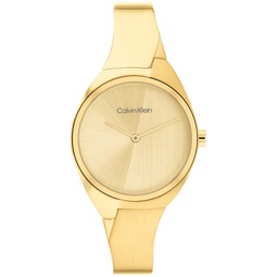 Womens 2-Hand Gold-Tone Stainless Steel Bangle Bracelet Watch 30mm