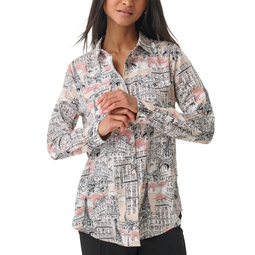 Womens Pocket-Front Whimsical Blouse