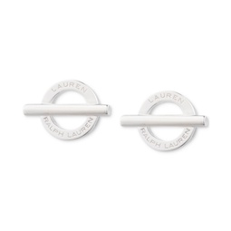 Logo Circle Stud Earrings in Sterling Silver