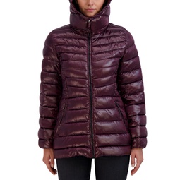 Womens Shine Hooded Packable Puffer Coat
