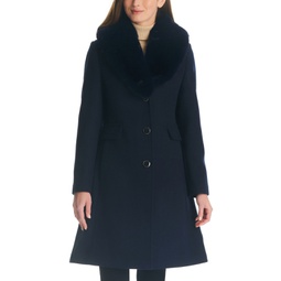 Womens Faux-Fur-Collar Walker Coat