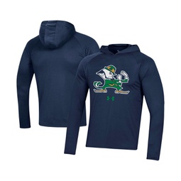 Mens Navy Notre Dame Fighting Irish School Logo Raglan Long Sleeve Hoodie Performance T-shirt