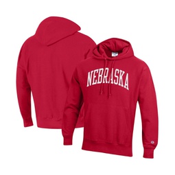 Mens Scarlet Nebraska Huskers Team Arch Reverse Weave Pullover Hoodie