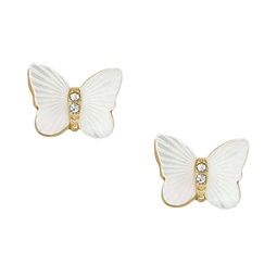 White Mother of Pearl Radiant Wings Stud Butterfly Earrings