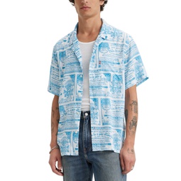 Mens Premium Relaxed-Fit Short-Sleeve Sunset Camp Shirt