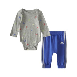 Baby Boys Long Sleeve Printed Bodysuit and Joggers 2 Piece Set
