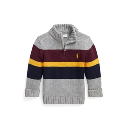 Baby Boys Striped Cotton Quarter Zip Sweater