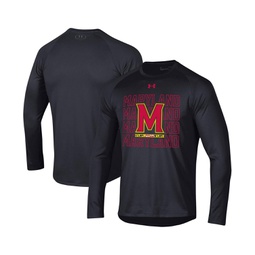 Mens Black Maryland Terrapins 2023 Sideline Tech Raglan Long Sleeve T-shirt