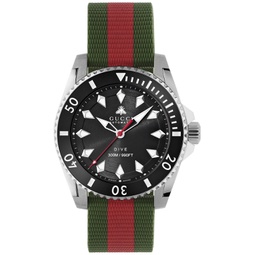 Mens Swiss Automatic Dive Red & Green Rubber Strap Watch 40mm