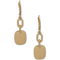Womens Gold-Tone Double Drop Tag Earrings