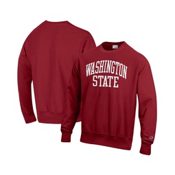 Mens Crimson Washington State Cougars Arch Reverse Weave Pullover Sweatshirt