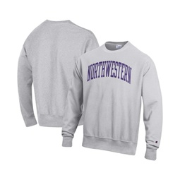 Mens Heathered Gray Northwestern Wildcats Arch Reverse Weave Pullover Sweatshirt