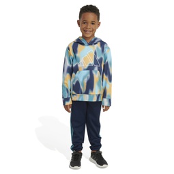 Toddler Boys Printed Polyester Fleece Pullover Hoodie and Jogger Pants 2 Piece Set