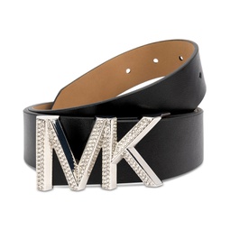 MICHAEL Womens Embellished Logo Leather Belt