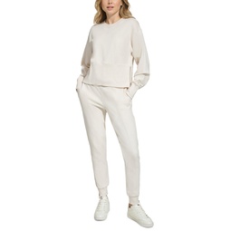 Womens Cotton Performance Cropped Zip-Detail Sweatshirt