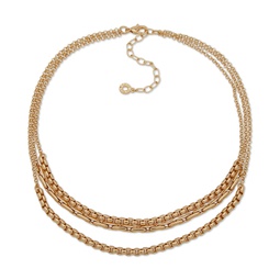 Gold-Tone Chain Link Layered Collar Necklace 16 + 3 extender