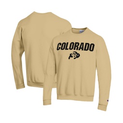 Mens Gold Colorado Buffaloes Straight Over Logo Powerblend Pullover Sweatshirt