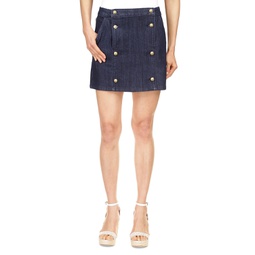 Womens Button-Front Denim Mini Skirt