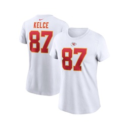 Womens Travis Kelce White Kansas City Chiefs Player Name and Number T-shirt