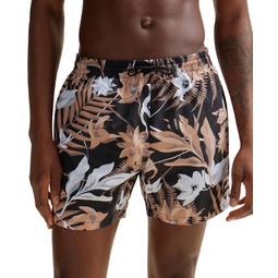 Mens Tropical-Print Quick-Drying Swim Shorts