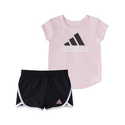 Baby Girls Essential T Shirt and Woven Shorts 2 Piece Set